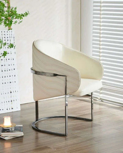 Stylish Italian Leather Dining Chairs with Durable Stainless Steel Base - Enhance Your Interior Elegance