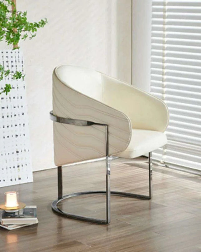 Stylish Italian Leather Dining Chairs with Durable Stainless Steel Base - Enhance Your Interior Elegance