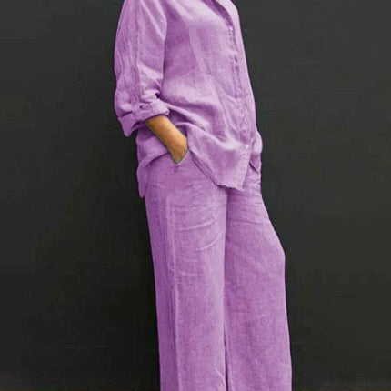 Elegant Vintage Cotton-Linen Women's 2-Piece Set