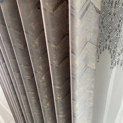 Gold Jacquard Mechanism Curtain – Custom Light Luxury