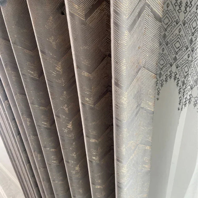 Gold Jacquard Mechanism Curtain – Custom Light Luxury
