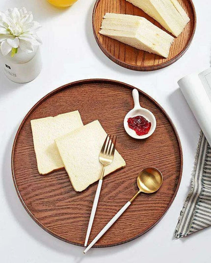 Elegant Japanese Wooden Serving Tray Set for Tea, Desserts, and More