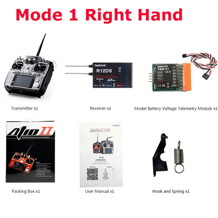 12-Channel 2.4GHz RC Transmitter & R12DS Receiver — AT10 II for Drone, Fixed Wing & Helicopter