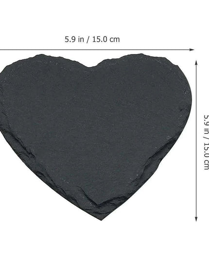 Charming Natural Slate Heart-Shaped Serving Tray Set for Culinary Delights
