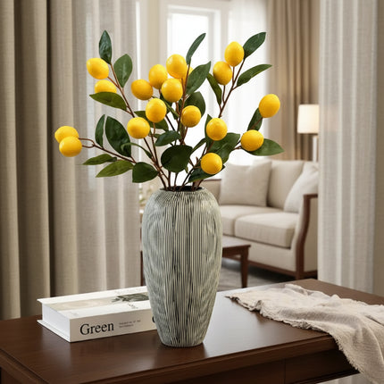 Artificial Lemon Branch — Handmade Faux Fruit Stem, 67 cm