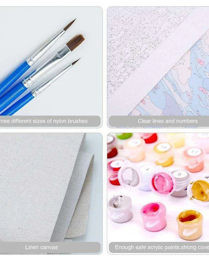 Gray Blossoms Complete Acrylic Art Set for Adults - All-in-One DIY Painting Kit with Canvas, Brushes, and Vibrant Paints