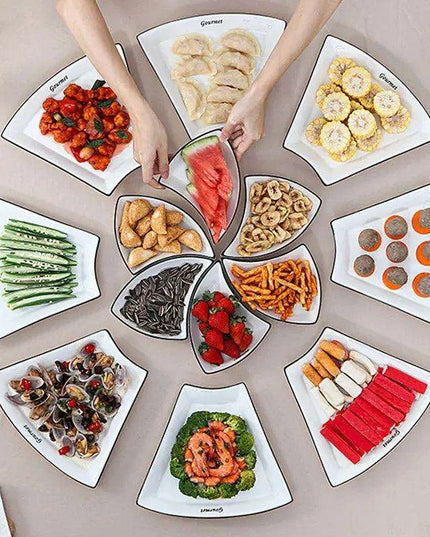 Sophisticated White Crescent Ceramic Dining Set - European Elegance for Every Occasion