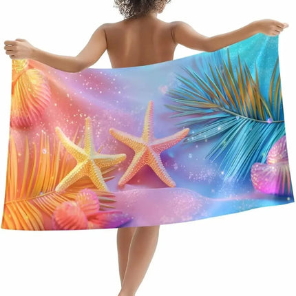 Blue Ocean Wave Quick Dry Microfiber Beach Towel, Sand-Free