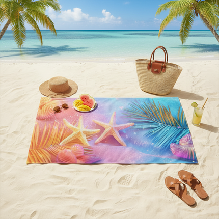 Blue Ocean Wave Quick Dry Microfiber Beach Towel, Sand-Free