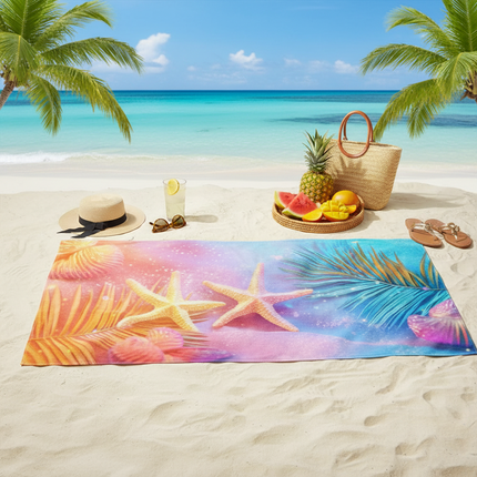 Blue Ocean Wave Quick Dry Microfiber Beach Towel, Sand-Free