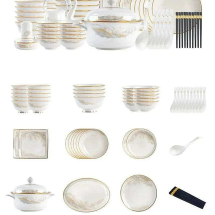 Elegant White Korean Ceramic Dinnerware Set for Refined Dining