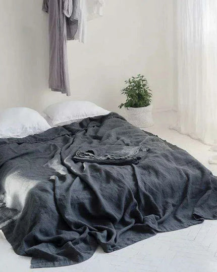 Luxe 3-Piece Washed Linen Bedding Set with 2 Pillowcases for Farmhouse Elegance