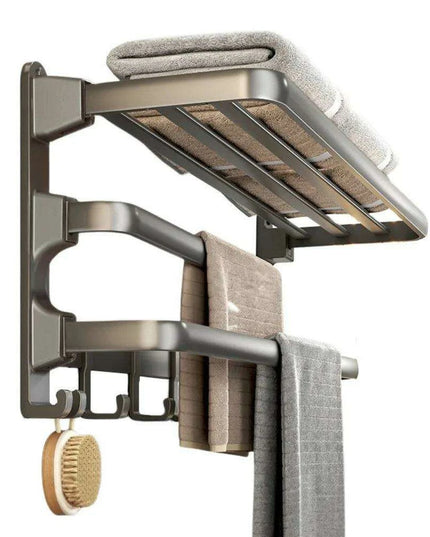 Modern Gunmetal Gray Space Aluminum Triple Fold Towel Rack