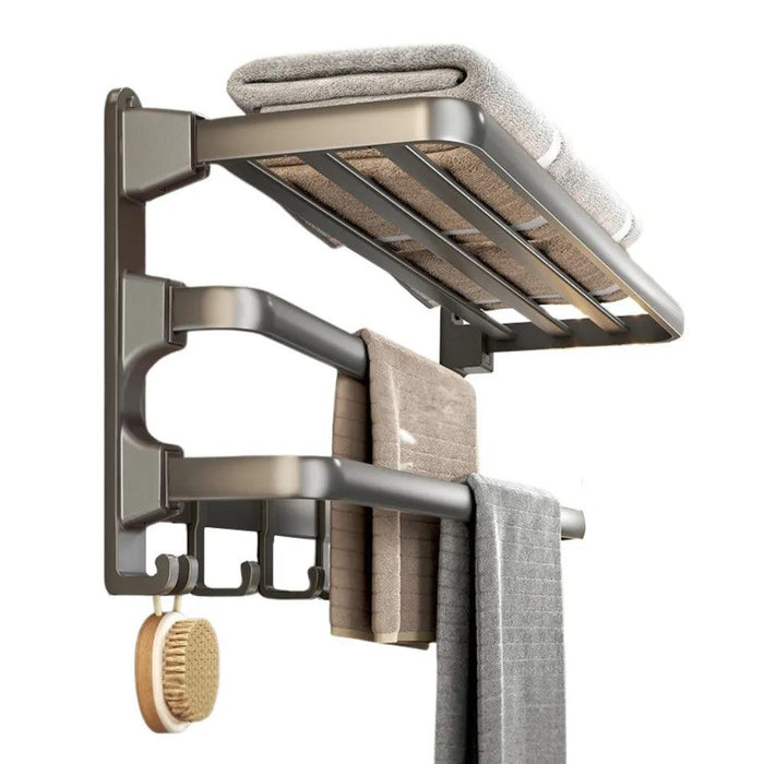 Gunmetal Gray Space Aluminum Triple Folding Bathroom Towel Holder