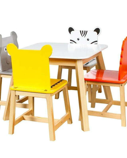 Adorable Kids Wooden Table and Chair Set with Cartoon Animals for Ages 2-7 - Fun and Functional Play Space