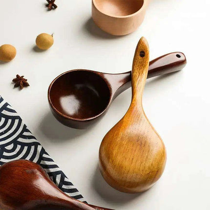 Vintage-Inspired Handmade Wooden Soup Spoon for Elegant Dining