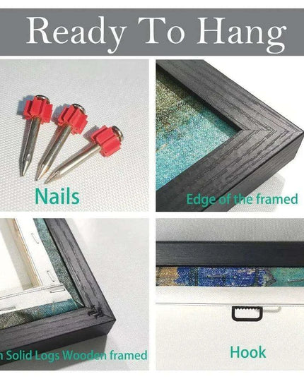 Sleek Gray Green Abstract Wall Art with Elegant Metal Details - Modern Home Decor