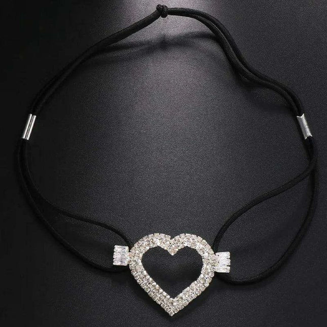 Rhinestone Heart Adjustable Thigh Chain Jewelry for Women with Elastic Harness
