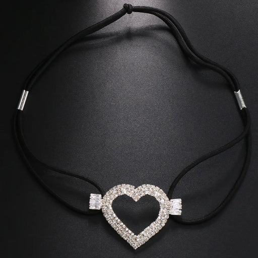 Shimmering Heart Rhinestone Thigh Chain Jewelry with Elastic Thigh Harness