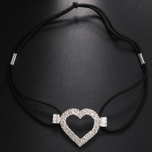 Rhinestone Heart Thigh Chain Jewelry with Elastic Harness