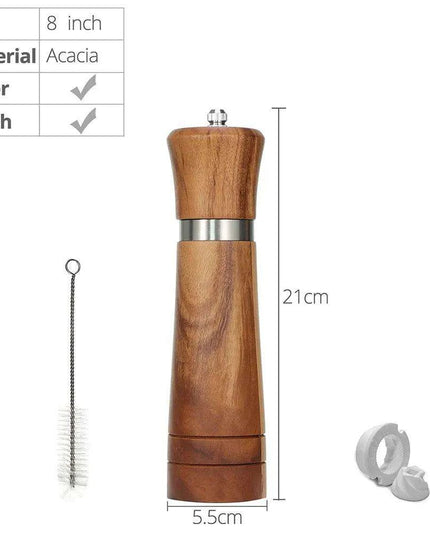 Customizable Ceramic Grinder Acacia Wood Pepper Mill for Gourmet Chefs