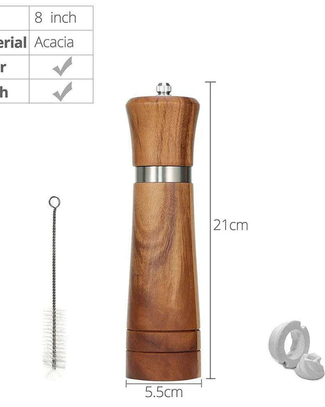 Customizable Ceramic Grinder Acacia Wood Pepper Mill for Gourmet Chefs