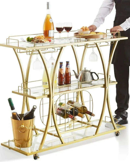 Elegant Vintage-Inspired Glass Wine Trolley