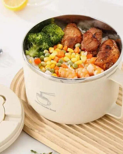 Portable 1300ml Insulated Stainless Steel Noodle Bowl Set with Lid, Chopsticks & Spoon – Ideal for Home, School, and Outdoor Dining