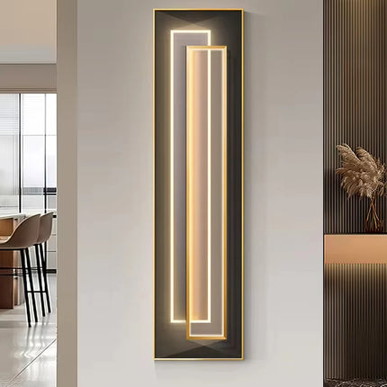 Vertical LED Hanging Art Light with Decorative Frame