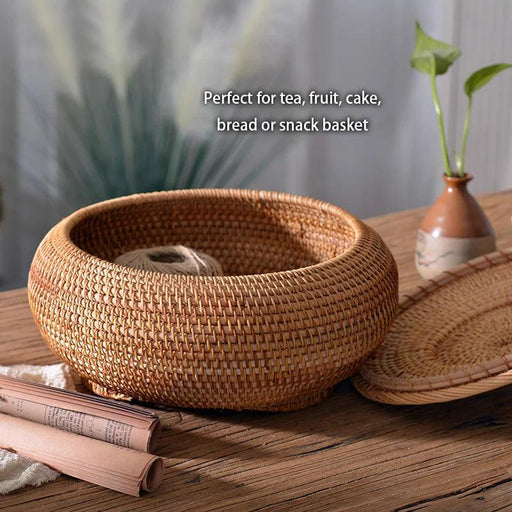 Handcrafted Rattan Tea and Food Storage Chest - Versatile Kitchen Organizing Solution