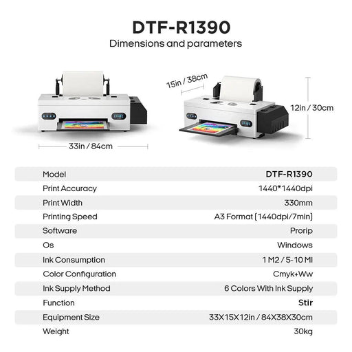 Procolored A3+ R1390 DTF Textile Printer with Integrated Curing Oven for Custom Apparel Printing