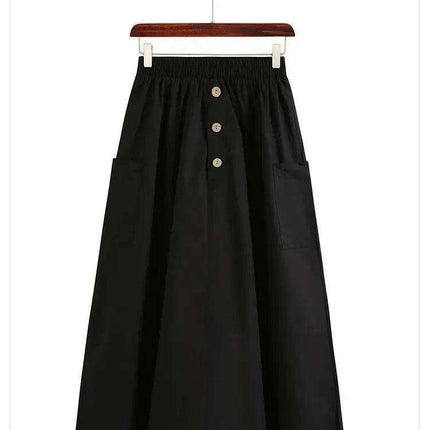 High-Waisted Flowing Casual Skirt for Women - Solid Color Long Dress for Spring and Summer