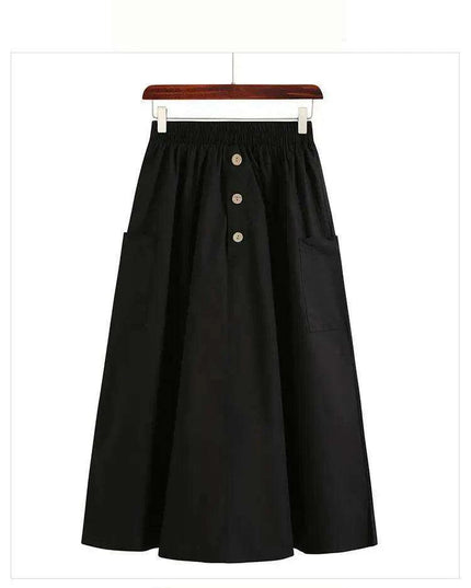 High-Waisted Flowing Casual Skirt for Women - Solid Color Long Dress for Spring and Summer