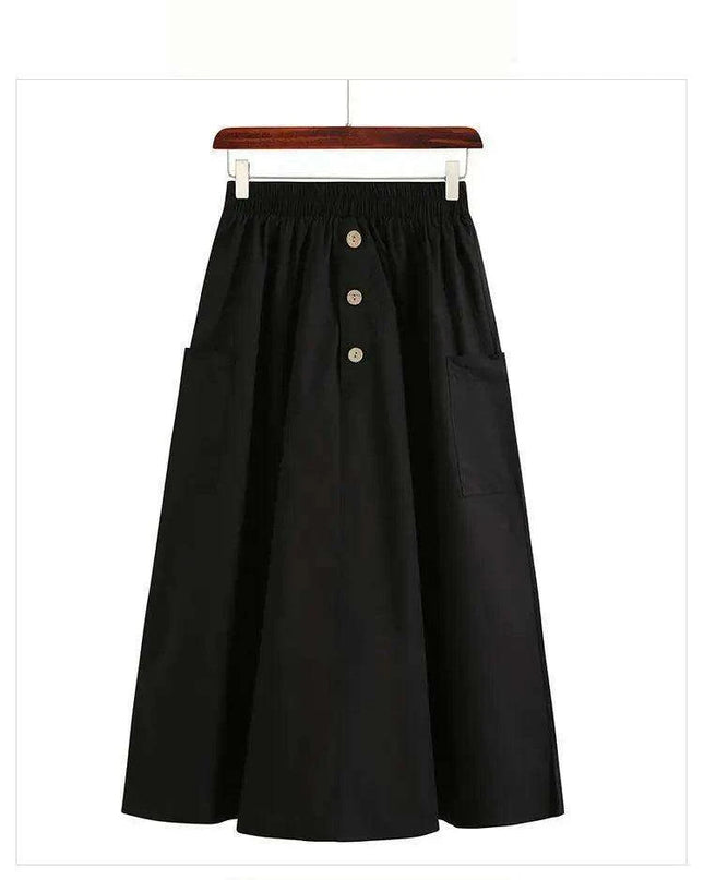 High-Waisted Flowing Casual Skirt for Women - Solid Color Long Dress for Spring and Summer