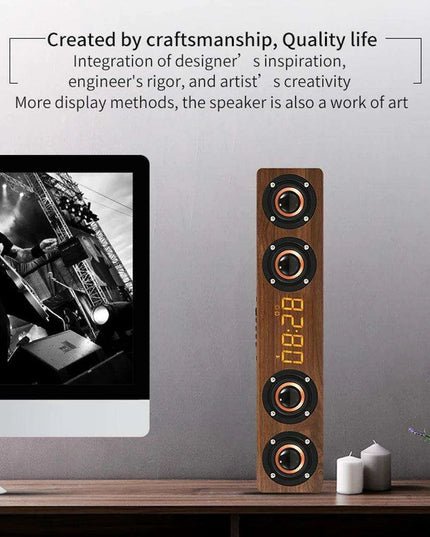 Stylish Wooden Bluetooth Alarm Clock with Built-in Speaker, FM Radio, and Color-Changing LED Lights for Home and Gaming Environments