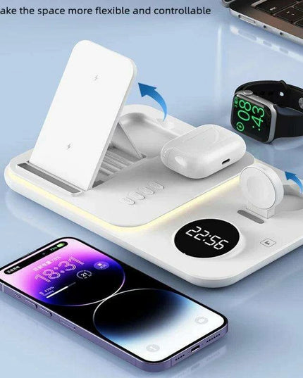 5-in-1 Fast Charging Wireless Dock with RGB LED for Apple Watch, AirPods, iPhone, Galaxy Watch, and Samsung Devices