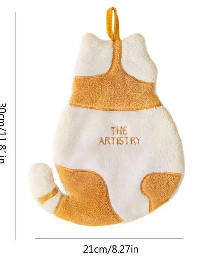 Adorable Cat-Themed Quick-Dry Coral Fleece Towel Set - Plush Hand Towel Essentials