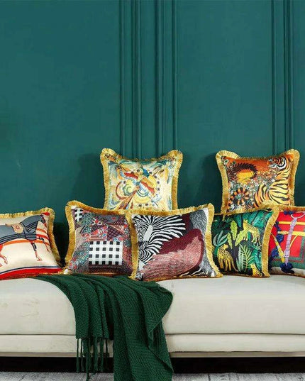 Retro Chic Lumbar Cushion Cover for Elegant Home Styling