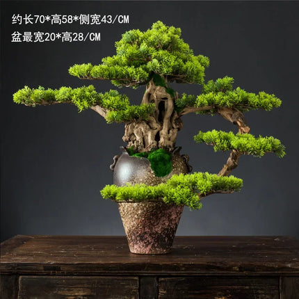 Exquisite Hut Retro Pine Bonsai Desktop Ornament - Zen Potted Decorati