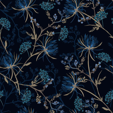 Très Elite Dark Dandelion Floral Peel and Stick Wallpaper - Removable,
