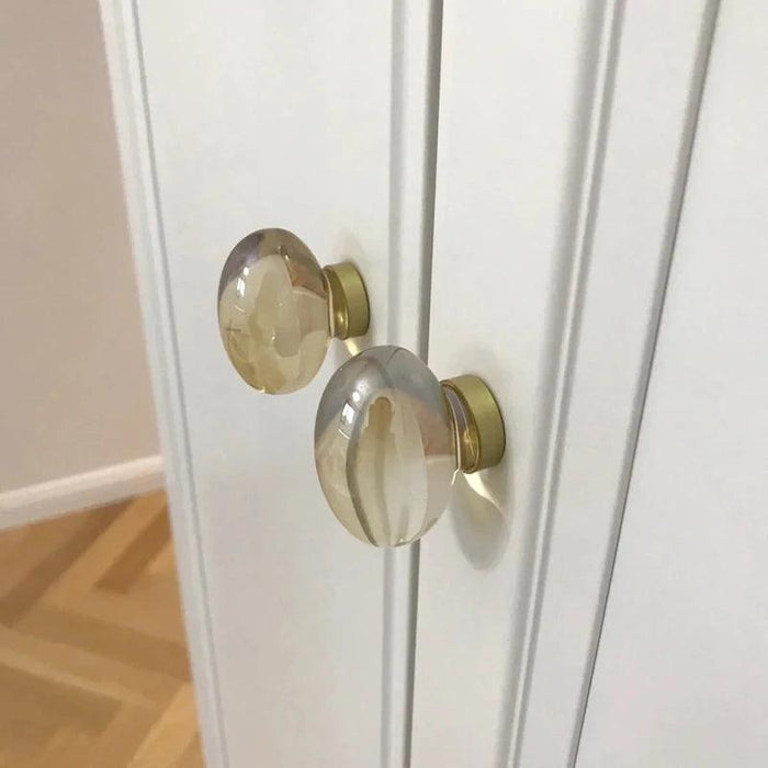 Chic Gold-Base Crystal Glass Knobs for Stylish Kitchen Cabinets and Furniture