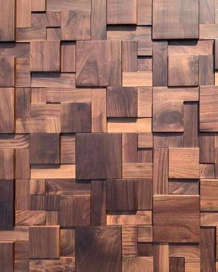 Nordic Black Walnut 3D Decorative Wall Mosaic - Stylish Wood Art for Home and Office Spaces