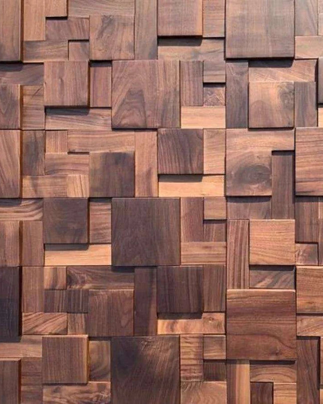 Nordic Black Walnut 3D Decorative Wall Mosaic - Stylish Wood Art for Home and Office Spaces