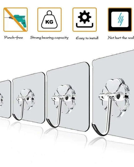 Moisture-Resistant Wall Hooks Set for Seamless Kitchen and Bathroom Organization
