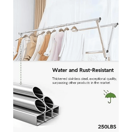 Vikaqi Premium Stainless Steel Adjustable Clothes Drying Rack with Bonus Accessories