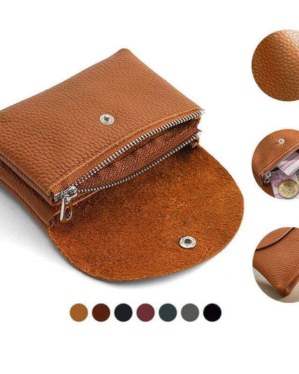 Chic Soft Leather Coin Purse Wallet - Select from Compact or Spacious Styles with Single or Double Compartments