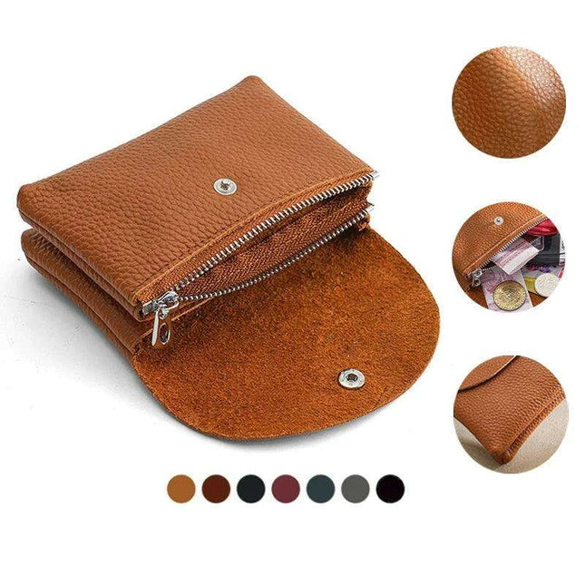 Chic Soft Leather Coin Purse Wallet - Select from Compact or Spacious Styles with Single or Double Compartments