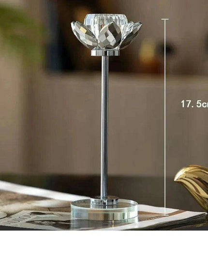 Glistening Golden Lotus Candle Stand with Crystal Floral Details - Exquisite Wedding Centerpiece