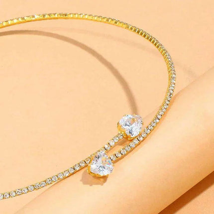 Sparkling Heart-Shaped Open Collar Choker Necklace for Women - Chic and Stylish Jewelry Accessory