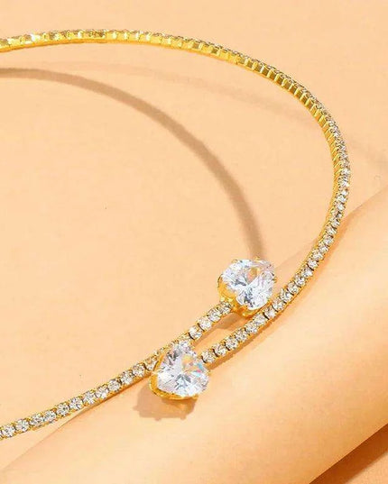 Sparkling Heart-Shaped Open Collar Choker Necklace for Women - Chic and Stylish Jewelry Accessory